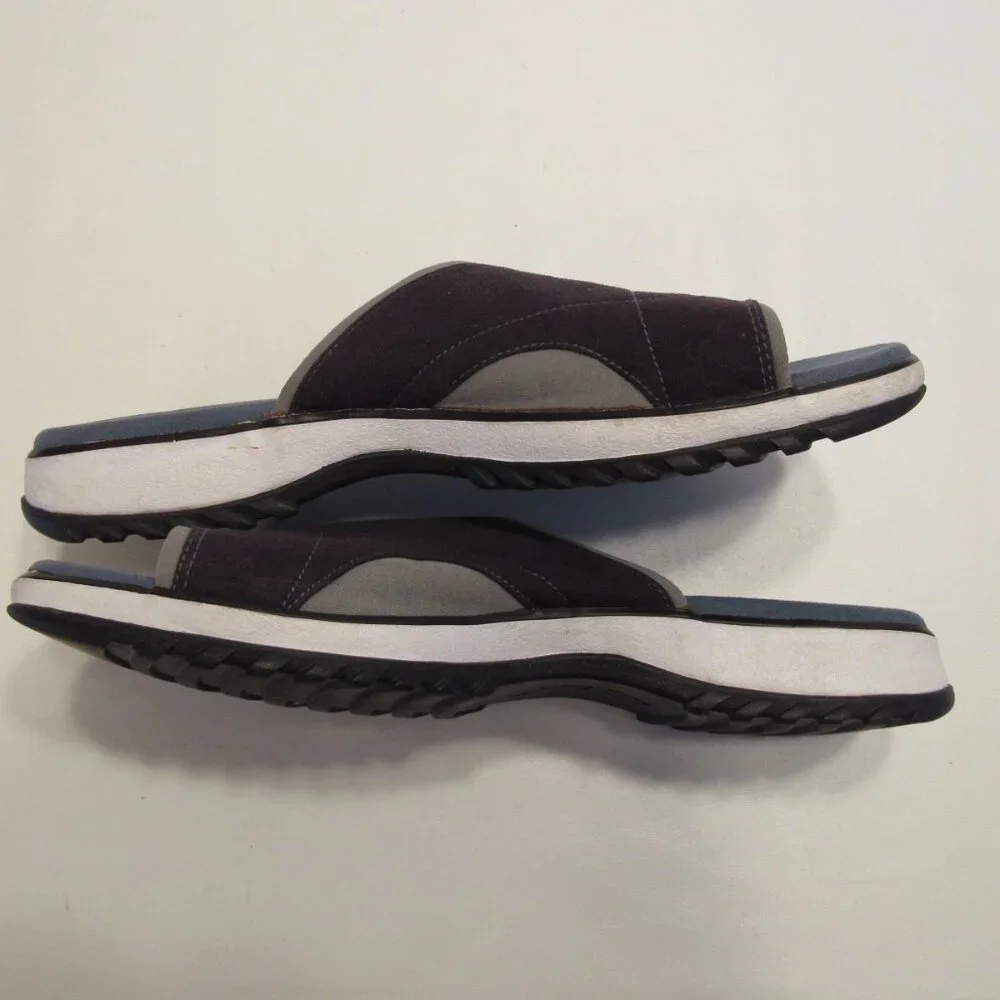 Clarks Navy Blue Slip On Sueded Canvas Sandals Size 8M